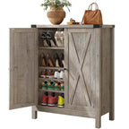 Meuble de rangement pour chaussures Moasis à 5 niveaux et 20 paires avec portes doubles pour entrée