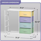 Commode Sorbus 8 tiroirs – Unité de rangement avec cadre en acier, plateau en bois, bacs en tissu – pour chambre à coucher, placard, bureau et plus encore