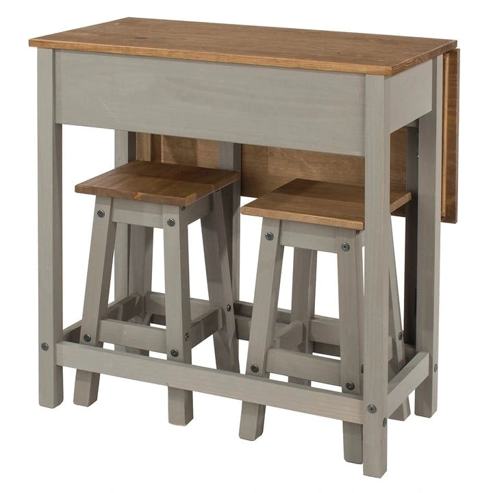 Ensemble de salle à manger 3 pièces avec table à abattants en pin massif