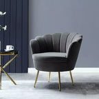 Fauteuil baril confortable avec pieds en métal doré, fauteuil d'appoint pour salon