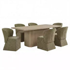 Ensemble de salle à manger Yutthana Modern 7 pièces en bois et métal avec chaises rembourrées