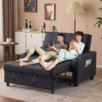 Canapé-lit convertible inclinable en cuir rembourré « Cats Claw » avec coussins pour petits espaces