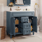 Meuble-lavabo moderne de 36 po avec vasque et armoire à miroir, 2 portes et 2 tiroirs