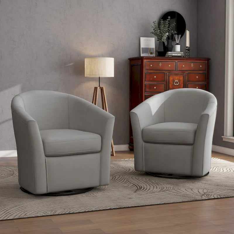 Lot de 2 fauteuils d’appoint modernes pivotants en forme de tonneau, rembourrés, pour le salon