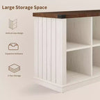Étagère de rangement à 8 cubes, bibliothèque horizontale de style ferme, bibliothèque de rangement en bois de 157 cm pour entrée, étagères basses et longues pour salon