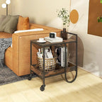 Desserte roulante de cuisine avec porte-bouteilles amovible en métal – Marron – 61 x 43 x 74 cm (L x l x H)