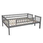 Lit superposé triple pour deux personnes avec échelle convertible et toboggan, lit triple avec barrières de sécurité, blanc/gris/espresso - ModernLuxe