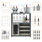 DobleePy Armoires de bar, armoires à vin, buffets, étagères réglables, adaptées aux petits meubles de bar dans les cuisines et les restaurants, couleur rétro