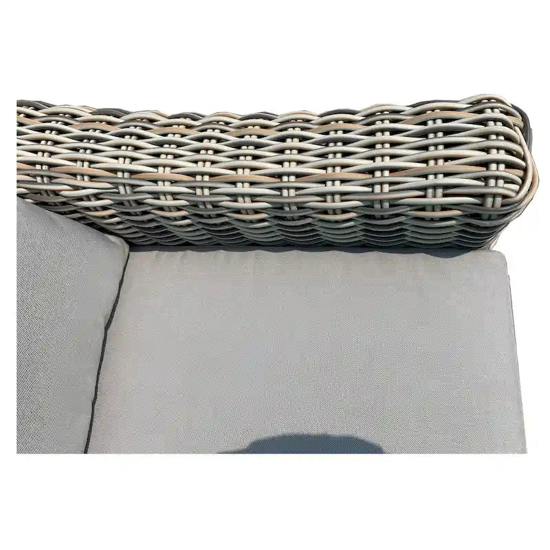Canapé de jardin Teva Hawaii en osier tricolore gris/blanc cassé/beige avec coussin