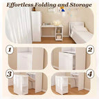TUYOHW Bureau extensible, bureau pliable pour la maison et le bureau avec étagères de rangement et roulettes, poste de travail mobile pour petits appartements, bureaux