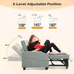 Canapé-lit convertible inclinable en cuir rembourré « Cats Claw » avec coussins pour petits espaces