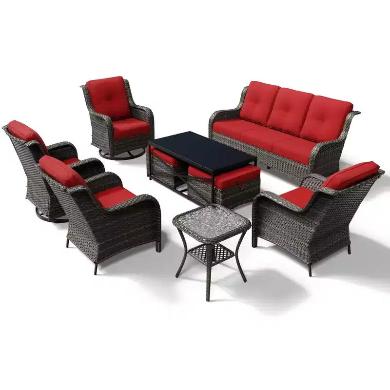 Ensemble de salon d'extérieur haut de gamme UPTIOT avec canapé, fauteuils pivotants et ottoman pour un confort et un style optimaux