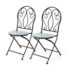 Ensemble bistrot pliant en métal Glitzhome pour extérieur, 3 pièces, table et chaises de patio