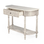 Table console avec plateau en marbre – Brun clair / Gris / Noir délavé, demi-lune, montage par une personne