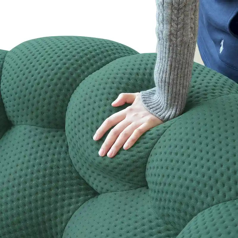 2 PIÈCES Canapé bulle rembourré en tissu nid d’abeille 3D, canapé bulle 3 places et fauteuil individuel pour salon