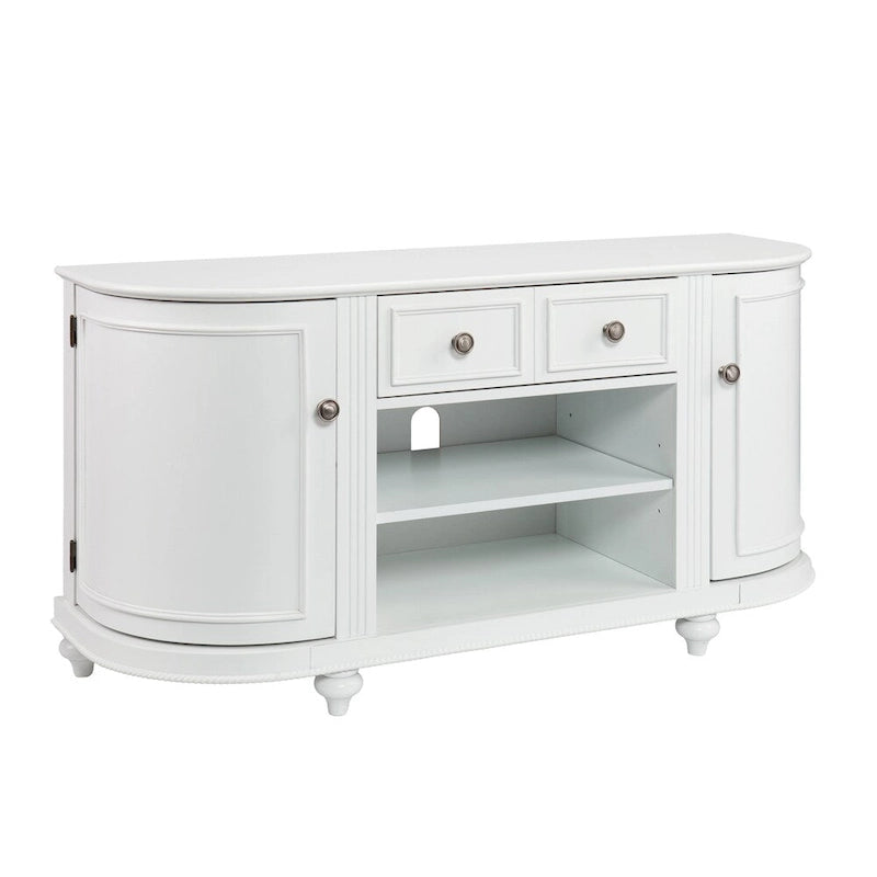 Meuble TV moderne style ferme SEI Furniture Wells, blanc, pour téléviseurs jusqu'à 46 pouces