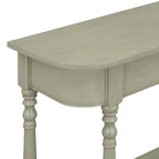 Console étroite rétro avec coin arrondi, tiroir supérieur et étagère ouverte