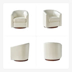 Chaise pivotante moderne Haley en similicuir avec piètement en bois massif, lot de 2 par HULALA HOME