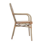 Lot de 4 chaises bistrot Lourdes Thonet empilables avec accoudoirs, en rotin PE et cadre en aluminium, pour l'intérieur et l'extérieur, de la marque Flash Furniture