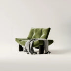 Fauteuil d'appoint contemporain en chenille noire capitonnée sans accoudoirs