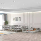 Lit superposé triple pour deux personnes avec échelle convertible et toboggan, lit triple avec barrières de sécurité, blanc/gris/espresso - ModernLuxe