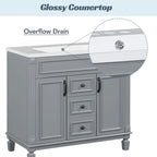 Meuble-lavabo moderne de 36 po avec vasque et armoire à miroir, 2 portes et 2 tiroirs