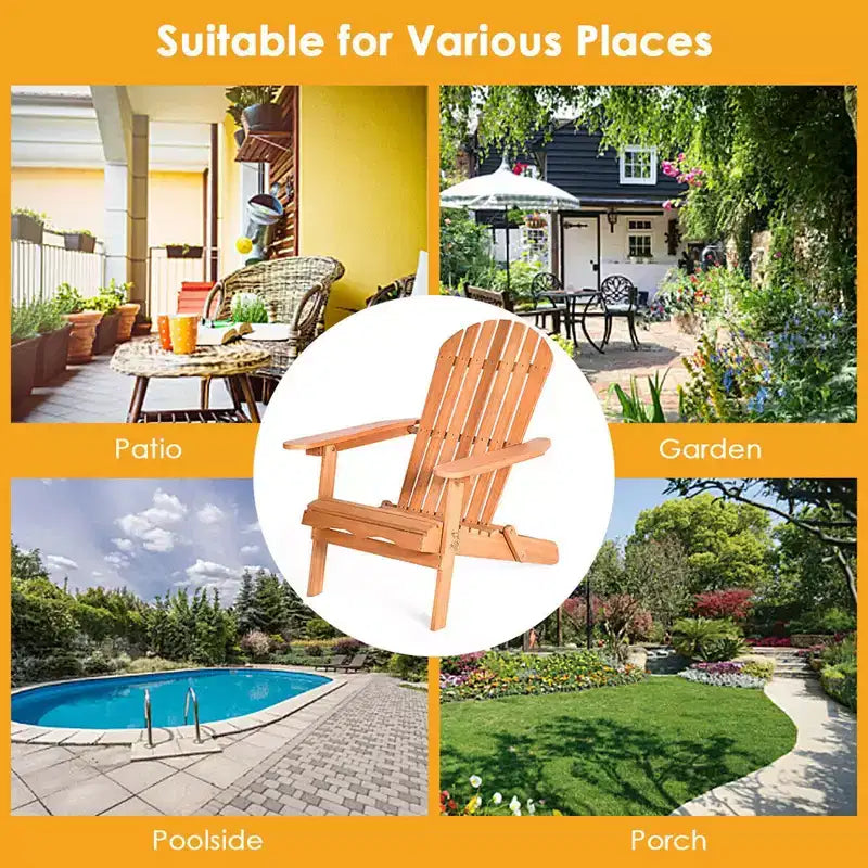 Lot de 4 chaises Adirondack pliables Costway en bois d'eucalyptus, naturel