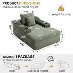 Chaise longue de 170 cm, canapé-lit d'intérieur avec 2 coussins, canapé monoplace sans structure pour salon, aucun assemblage requis