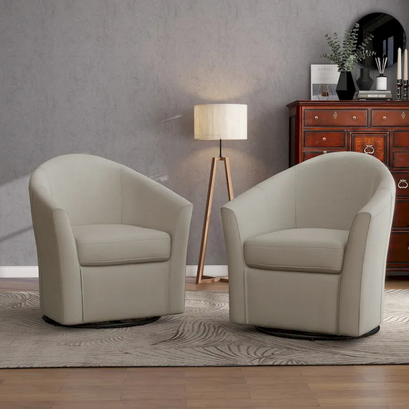 Lot de 2 fauteuils d’appoint modernes pivotants en forme de tonneau, rembourrés, pour le salon