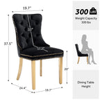 Lot de 6 chaises de salle à manger rembourrées et capitonnées en velours avec pieds en bois massif