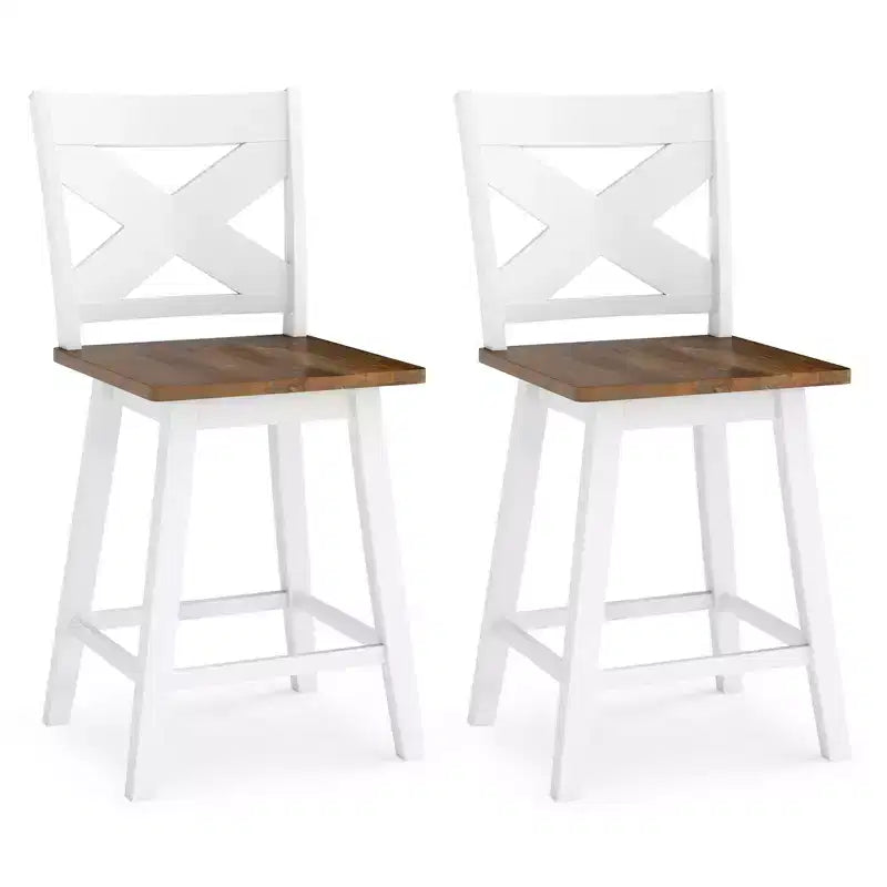 Lot de 4 tabourets de bar pivotants Costway 24" avec dossier, large assise et repose-pieds pour îlot de cuisine