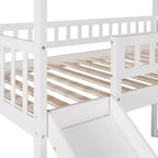 Lit mezzanine jumeau avec toboggan et escalier, lit mezzanine avec tiroirs de rangement, lit mezzanine cabane en bois pour enfants et tout-petits