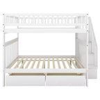 Lit superposé double sur double avec deux tiroirs de rangement et des étagères de rangement pour chambre d'enfants, d'adolescents et d'adultes