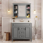 Meuble-lavabo moderne de 36 po avec vasque et armoire à miroir, 2 portes et 2 tiroirs