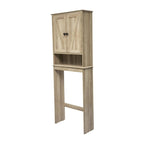 Meuble de toilette sur pied de toilette style ferme avec étagères et portes à fermeture magnétique