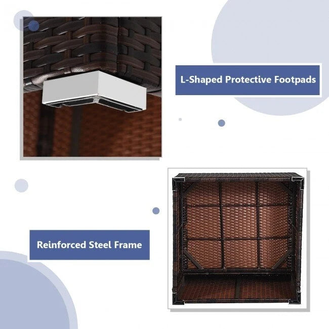 Ensemble de meubles de patio en rotin 4 pièces avec coussins et oreillers amovibles – Canapé d'angle : 73,7 x 73,7 x 63,5 cm
