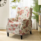Fauteuil inclinable manuel "push-back" de style Mid-Century Modern avec dossier à oreilles