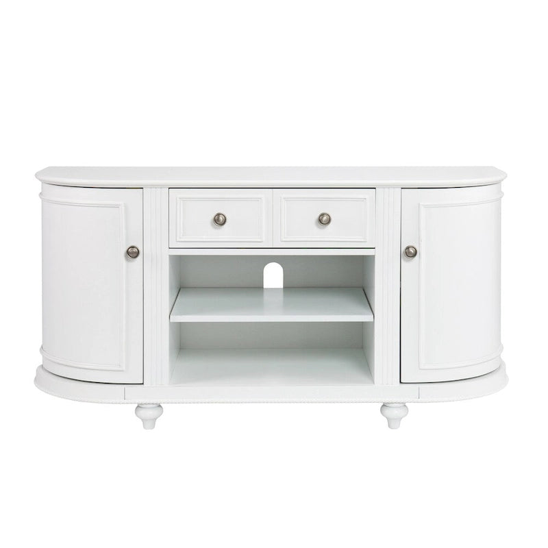 Meuble TV moderne style ferme SEI Furniture Wells, blanc, pour téléviseurs jusqu'à 46 pouces