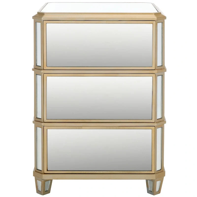 Table de chevet SAFAVIEH Miracle à 3 tiroirs et miroir