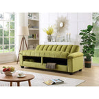 Canapé convertible de salon en tissu matelassé avec dossier cannelé
