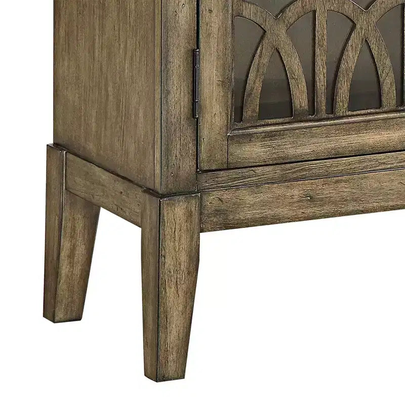 Meuble d'appoint 40 po à porte vitrée avec tablette réglable, fini parchemin vieilli