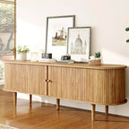 Meuble TV AMERLIFE 70 avec pieds en bois massif, console TV de style moderne du milieu du siècle avec porte à tambour
