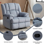 Fauteuil inclinable pivotant et à bascule en tissu Lazy Boy, grand fauteuil berçant manuel rembourré à l’excès avec accoudoirs à coussinet et dossier rembourré