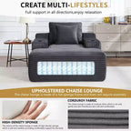 Chaise longue de 170 cm, canapé-lit d'intérieur avec 2 coussins, canapé monoplace sans structure pour salon, aucun assemblage requis