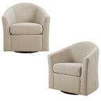 Lot de 2 fauteuils d’appoint modernes pivotants en forme de tonneau, rembourrés, pour le salon