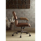 Chaise de bureau de direction ACME Harith, cuir pleine fleur marron rétro