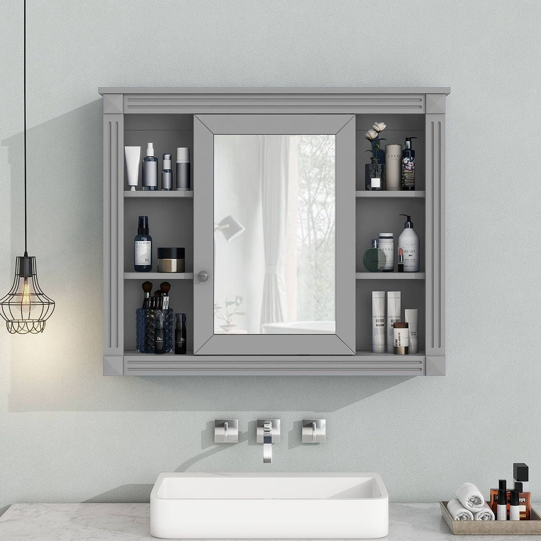 Meuble-lavabo moderne de 36 po avec vasque et armoire à miroir, 2 portes et 2 tiroirs