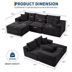 Canapé moderne 108, canapé 3 places rembourré en forme de L avec oreillers, canapé à assise profonde, aucun assemblage requis