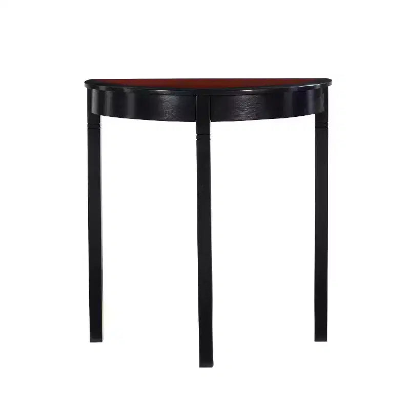 Table console cerisier noir et demi-lune noire, simple