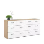 Tvilum, Commode double à 8 tiroirs chêne structure/blanc